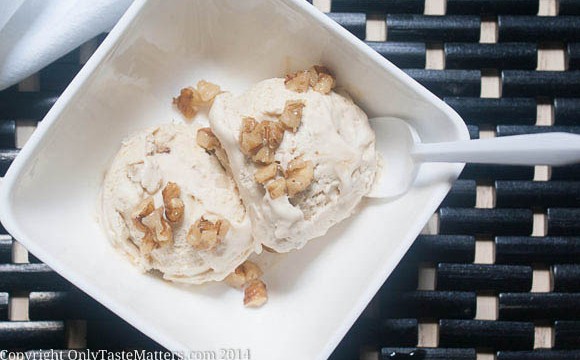 No-churn #Maple Walnut Coconut Cream #IceCream. Make this delicious non-dairy ice cream without an ice cream maker. For the #recipe, visit OnlyTasteMatters.com.